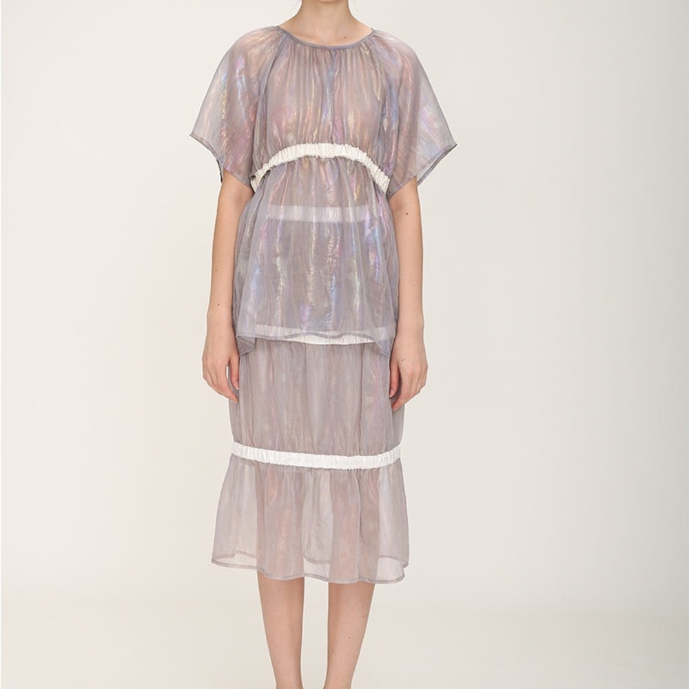 Rainbow sheer skirt set